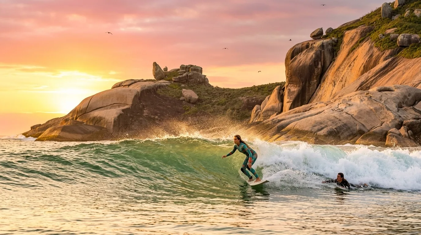 Surfista pegando onda na Praia Mole